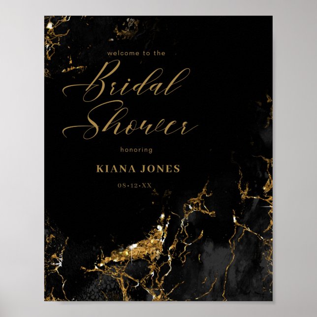 Póster Lluvia de Brillo de Mármol Despedida de Soltera Ne (Frente)