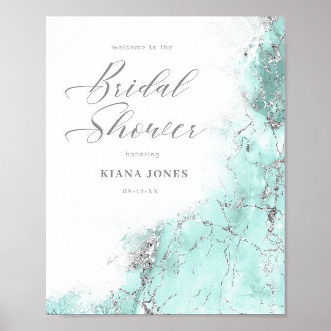 Póster Lluvia de Brillo de Mármol Despedida de Soltera Tu (Frente)