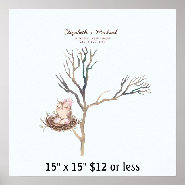 Póster Lluvia de dedos para el baby shower del arbolito a (Frente)