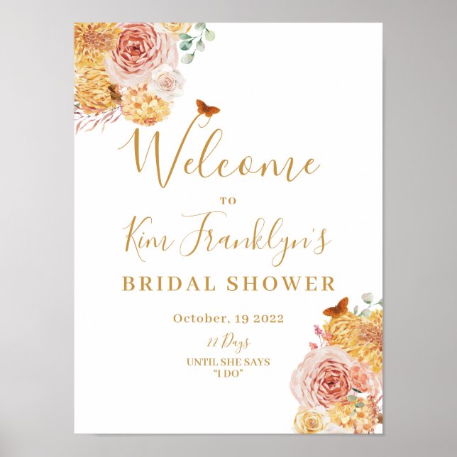 Póster Lluvia de flores nupciales de otoño enamorarse bie (Frente)