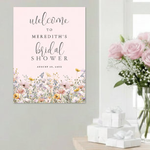 Póster Lluvia de Flores Silvestres Rosa para Bridal Showe