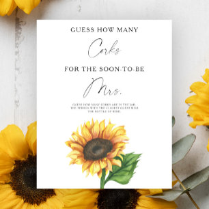 Póster Lluvia de ideas para baby shower de girasol Cuanto