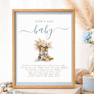 Póster Lluvia de Ideas para Baby Shower de Vaquera Coquet