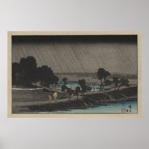 Póster Lluvia de la tarde en la capilla de Azuma