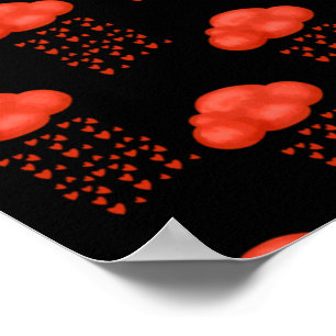 Póster Lluvia De Nubes De Amor Corazones Rojos Día De San
