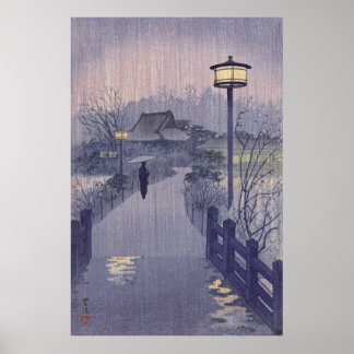 Póster Lluvia del crepúsculo en el camino a Shinobazu en