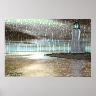 Póster Lluvia en el puerto