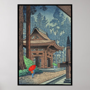 Póster Lluvia en el templo Enryakuji Asano Takeji shin ha