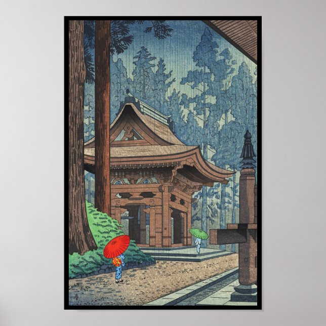 Póster Lluvia en el templo Enryakuji Asano Takeji shin ha (Frente)
