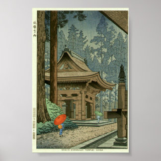 Póster Lluvia en el templo Enryakuji Shin Hanga Print