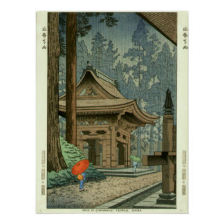 Póster Lluvia en el templo Enryakuji Shin Hanga Print