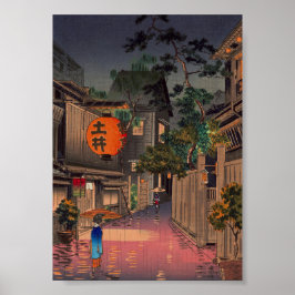 Póster Lluvia en la calle nocturna