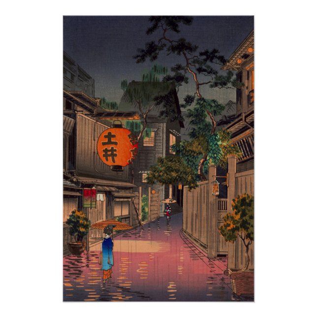 Póster Lluvia en la calle nocturna (Anverso)