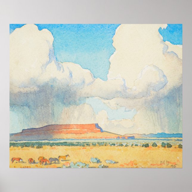 Póster Lluvia en Mesa por Maynard Dixon (Frente)