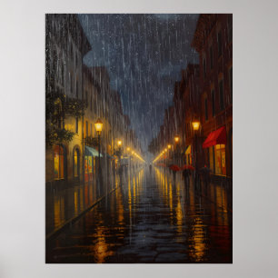 Póster Lluvia nocturna en la ciudad
