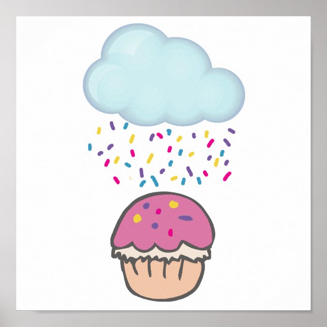 Póster Lluvia Sprinkis en torta (Frente)