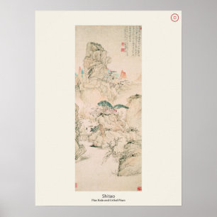 Póster Lluvia y pinos retorcidos - Shitao, dinastía Qing