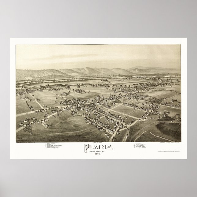 Póster Lluvias, Mapa Panorámico PA - 1892 (Frente)