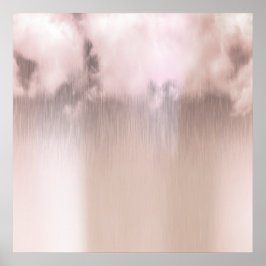 Póster Lluvias nubes de color rosa dorado blanco