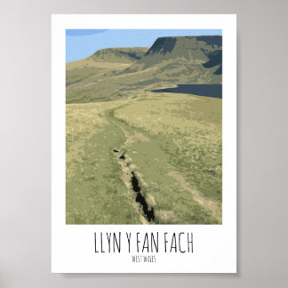 Póster Llyn Y Fan Fan - Estilo de Poster ferroviario Impr