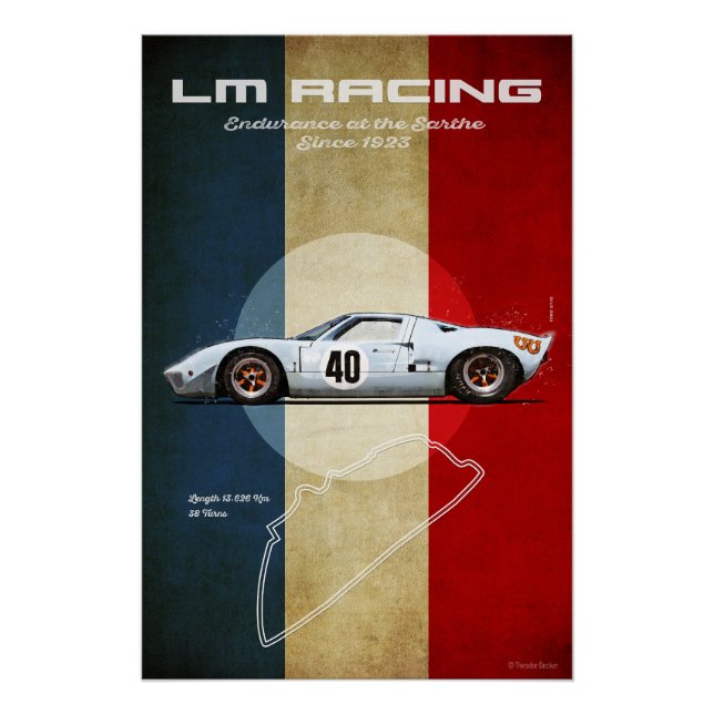 Póster LM Racing Ford GT40 Blue and Orange (Anverso)