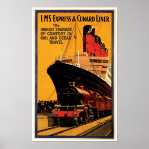Póster LMS Express y Cunard Liner