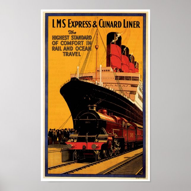 Póster LMS Express y Cunard Liner (Frente)