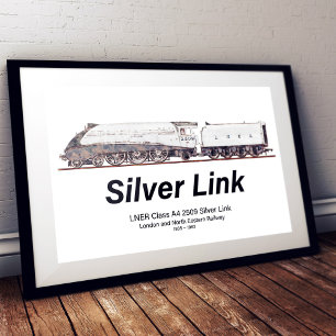 Póster LNER Clase A4 2509 Silver Link Locomotora de Vapor