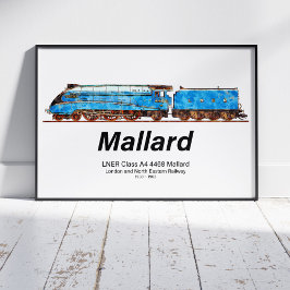 Póster LNER Clase A4 4468 Mallard - Loco de Vapor Más Ráp