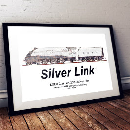Póster LNER Class A4 2509 Silver Link Steam Locomotive 