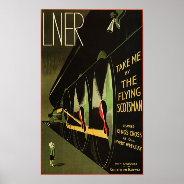 Póster LNER Flying Scotsman Train Vintage Railway Poster (Frente)
