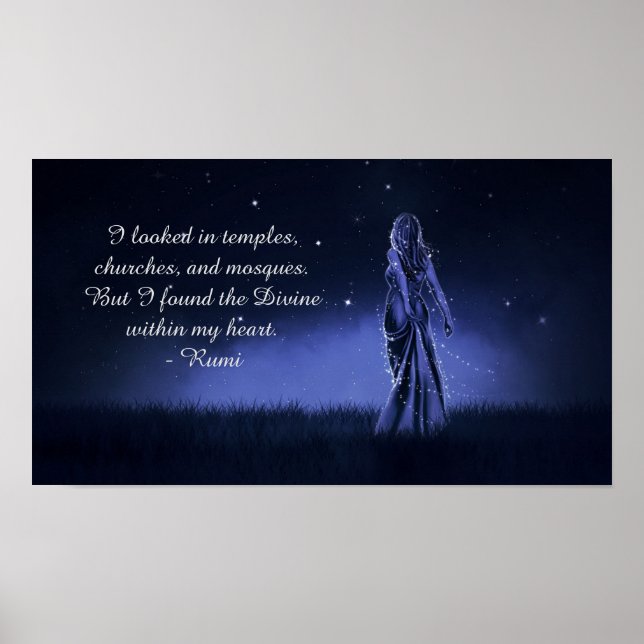 Póster Lo Divino Dentro De Mi Cita Espiritual Del Corazón (Frente)