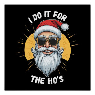 Póster Lo hago por las tetas Santa navidad divertido
