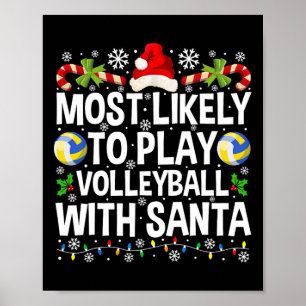 Póster Lo Más Probable Es Jugar Voleibol Con Santa Christ