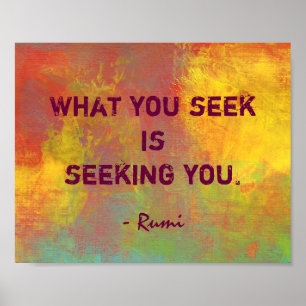 Póster Lo que busca la tipografía de citas de Rumi