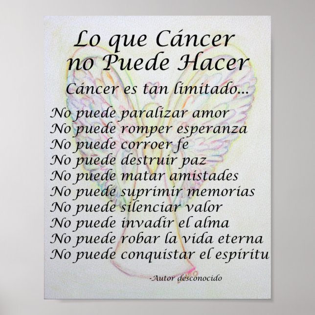 Póster Lo que el cáncer no puede hacer poema Poster impri (Frente)