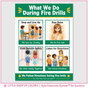 Póster Lo que hacemos durante los simulacros de incendio