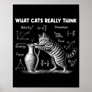Póster Lo que realmente piensan los gatos Física de gatos