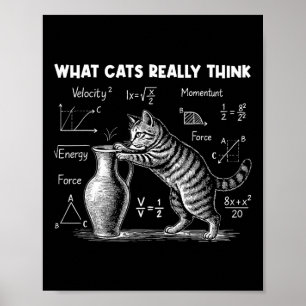 Póster Lo que realmente piensan los gatos Física divertid