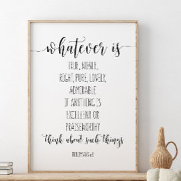 Póster Lo Que Sea Verdadero, Noble Derecho, Filipinas 4:8