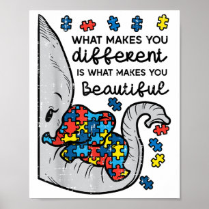 Póster Lo que te hace diferente y hermoso autismo elefant
