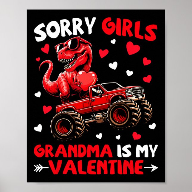 Póster Lo siento chicas la abuela es mi San Valentín Dino (Frente)