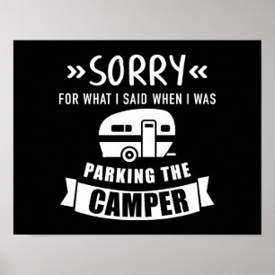 Póster Lo siento dijo camping estacionamiento camping rem