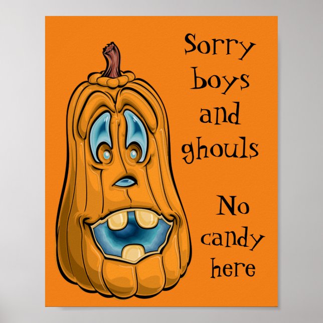 Póster Lo siento, no hay Rótulo de la puerta de Halloween (Frente)