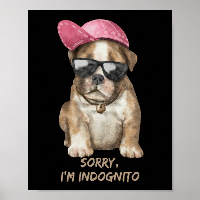 Póster LO SIENTO, soy INDOGNITO (Bulldog inglés) cachorro (Frente)