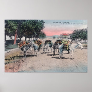 Póster Loaded Donkeys on the StreetLas Vegas, NM