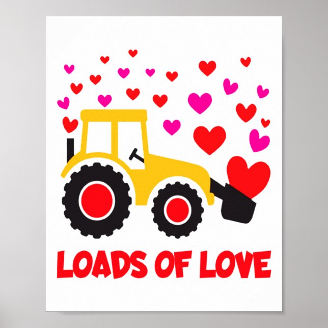Póster Loads Of Love Toddler Tractor Valentines Day For K (Frente)