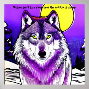 Póster Lobo a la luz de la luna. Cita de Aristóteles. Edi
