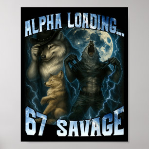 Póster Lobo Alfa Cargando 67 Por Ciento Salvaje Lobos Div