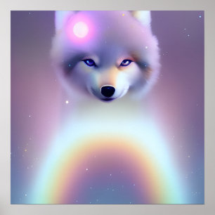 Póster Lobo arcoiris bebé